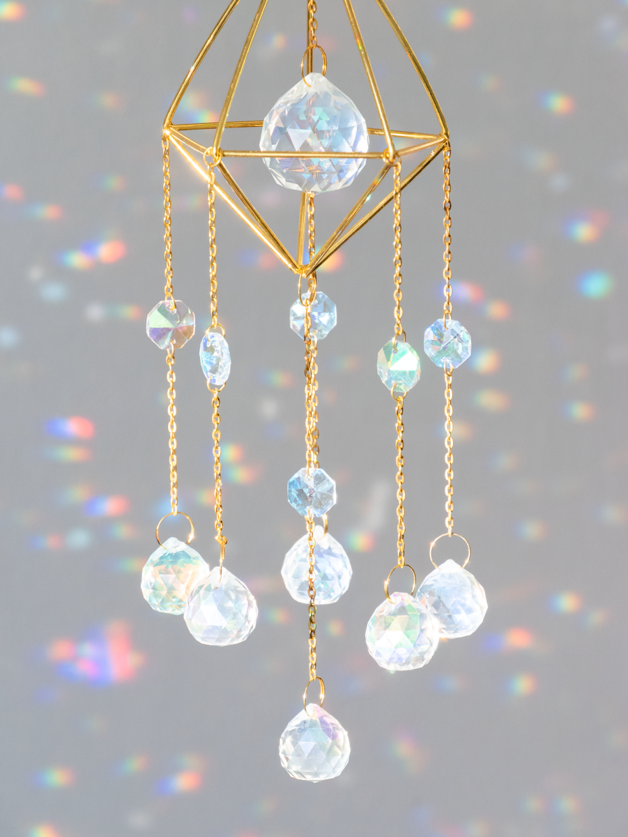 Suncatcher goud met veel kristallen