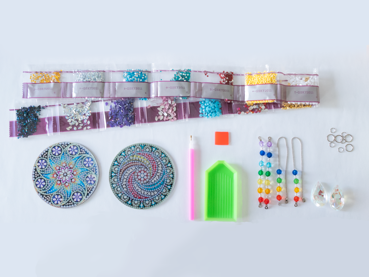 Diamond painting mandala's zonnevanger set met kristallen