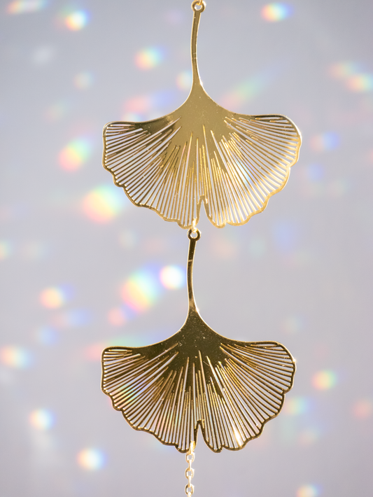 Gouden bladeren Ginko Biloba hanger