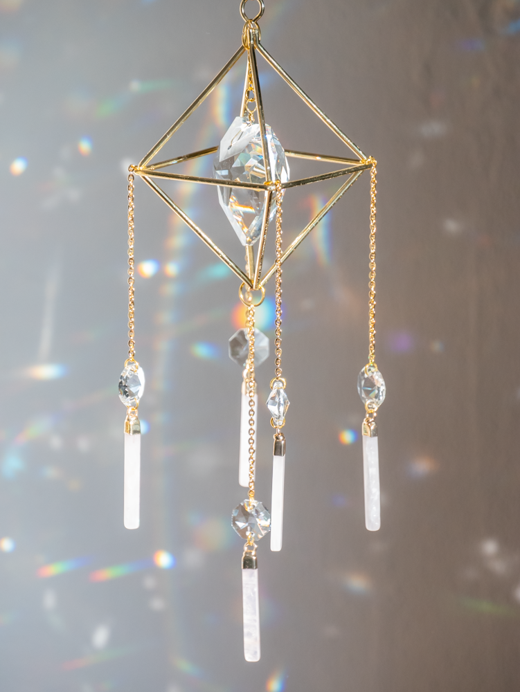 rozenkwarts Suncatcher met kristallen hart