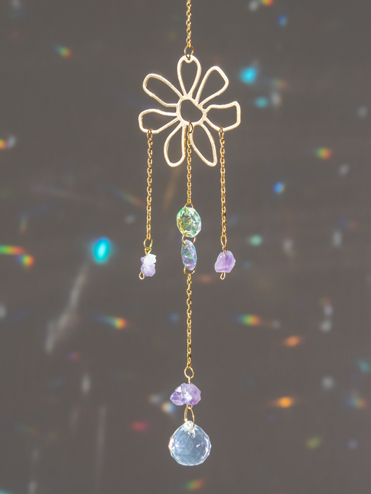 Raamhanger bloem met Amethist en raamkristal