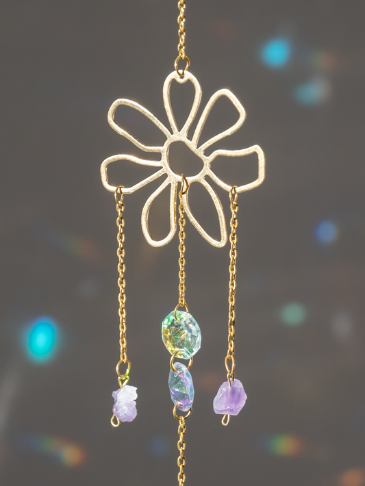 Raamhanger speelse bloem met Amethist