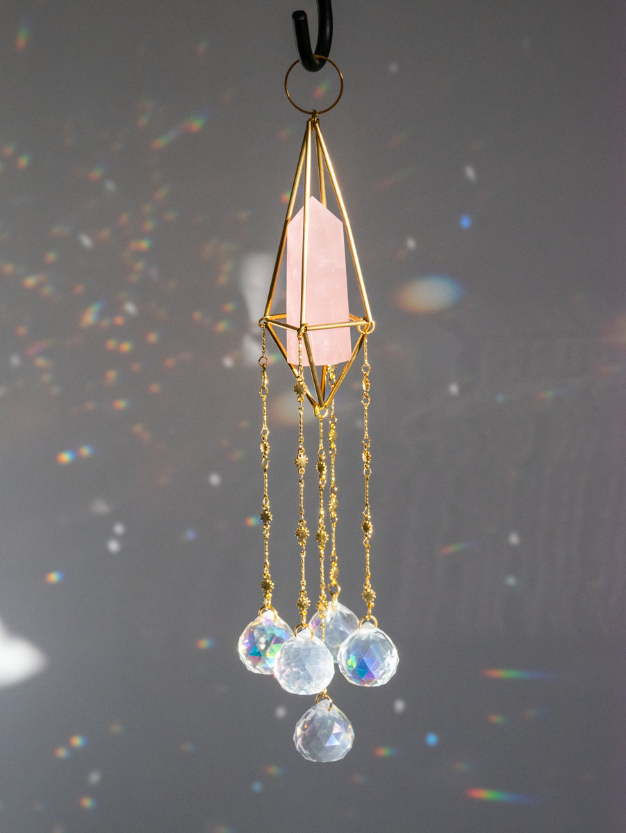suncatcher edelsteen rozenkwarts