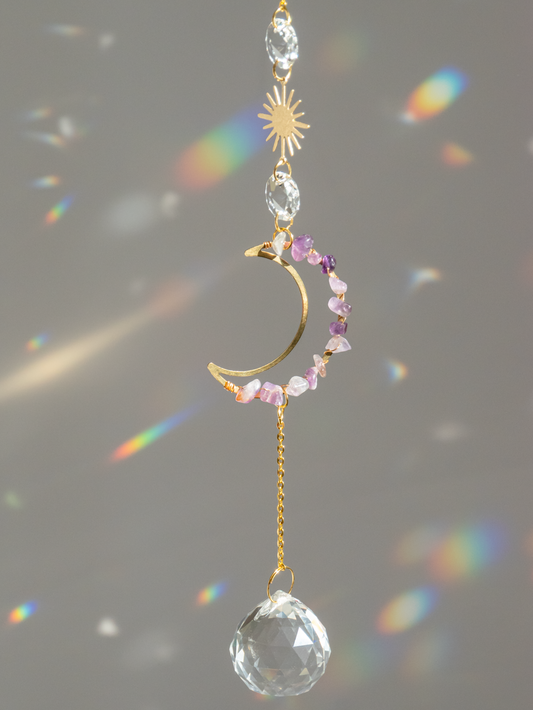 Maanhanger Amethist met feng shui kristal