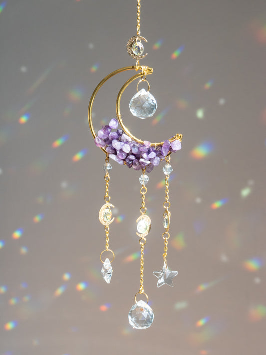 Maanhanger met edelsteen en kristallen