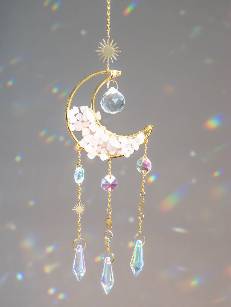 Maanhanger met edelsteen en kristallen