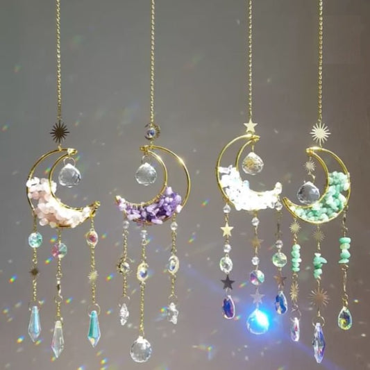 Maanhanger met edelsteen en kristallen